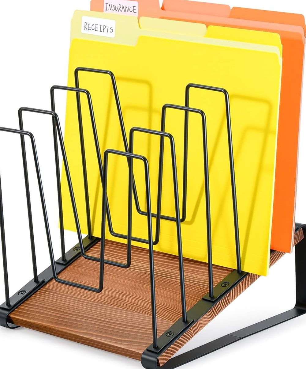 Inclined Desk File Organizer, 5 Sections