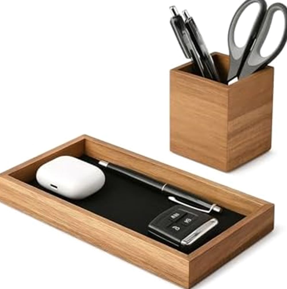 Wooden Desk Organizer Tray & Pen Holder — photo 2 of 6